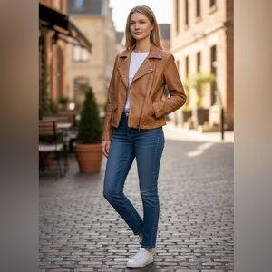 NWOT Max Studio Faux Leather Moto Jacket